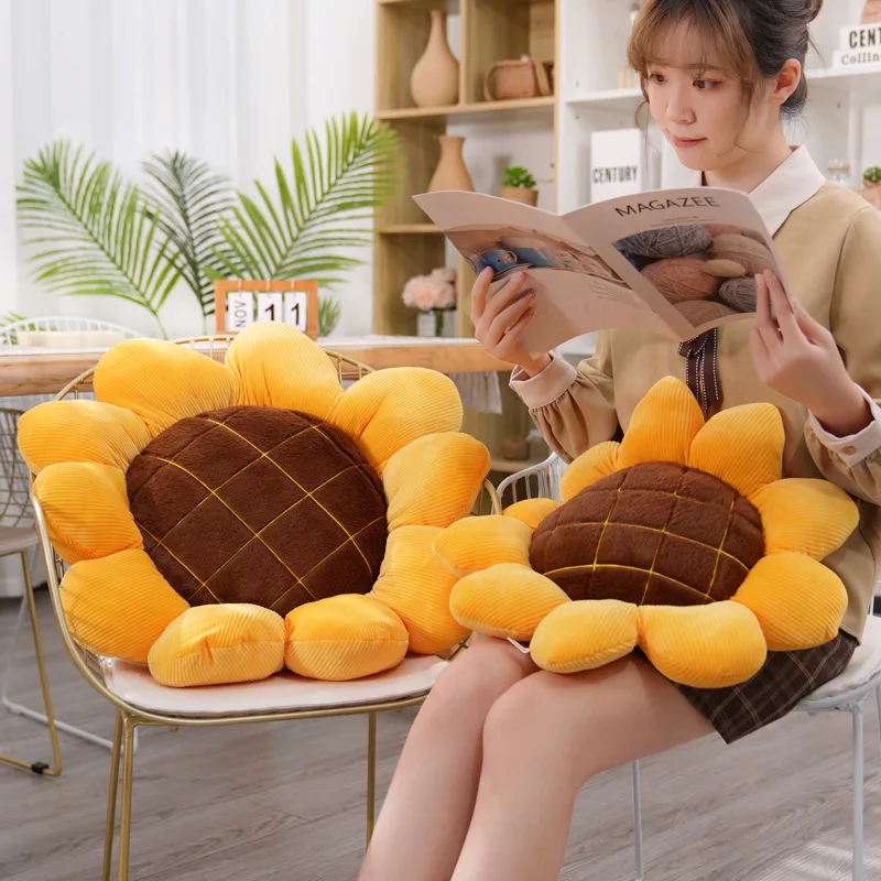 40/50/70CM Stuffed Sunflower Plush Plant Seat Cushion Flowers Decor Pillow Props For Sofa Chair Indoor Floor