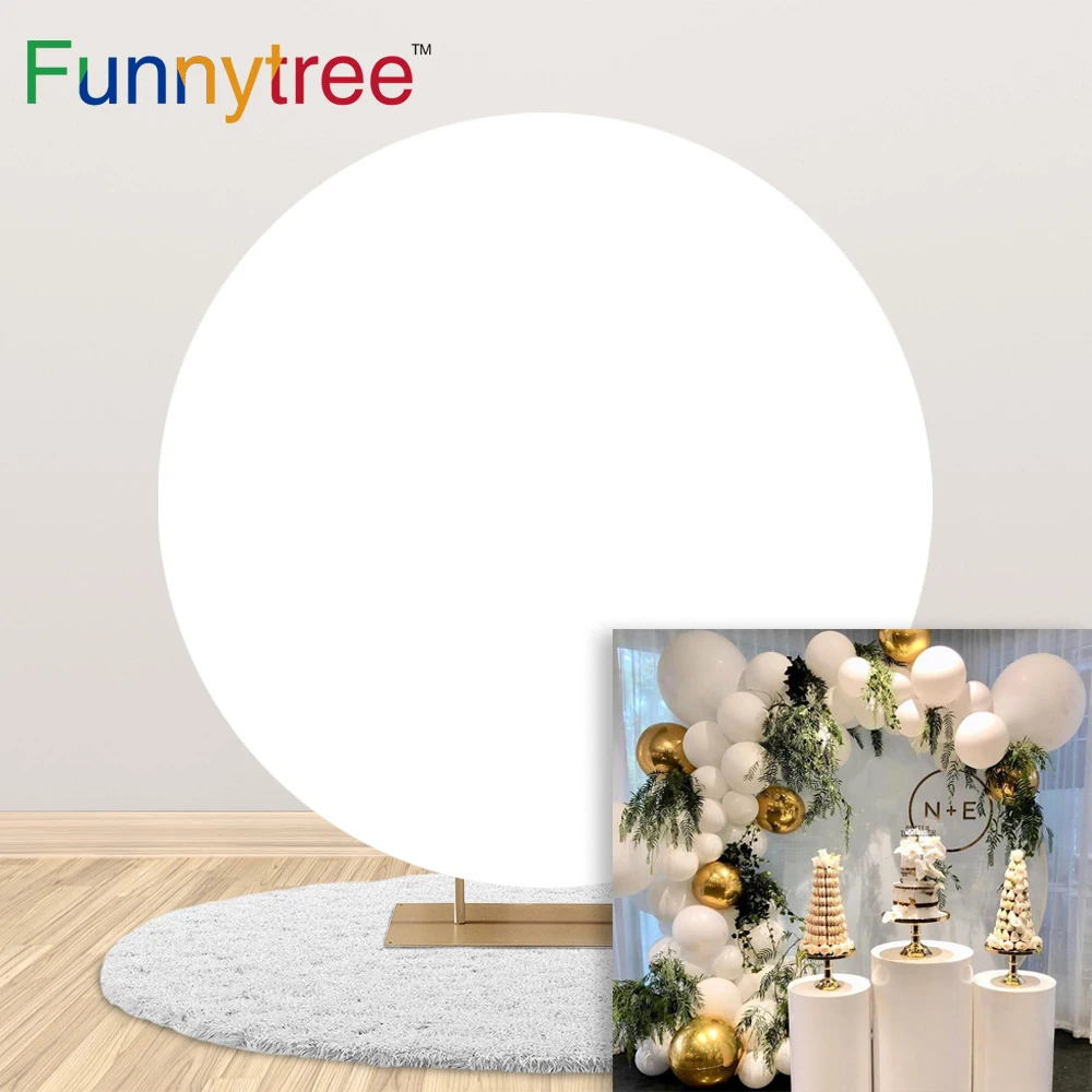 

Funnytree Round Background Circle Backdrop Covers White Pink Blue Solid Color Party Birthday Baby Shower Elastic Band Decoration