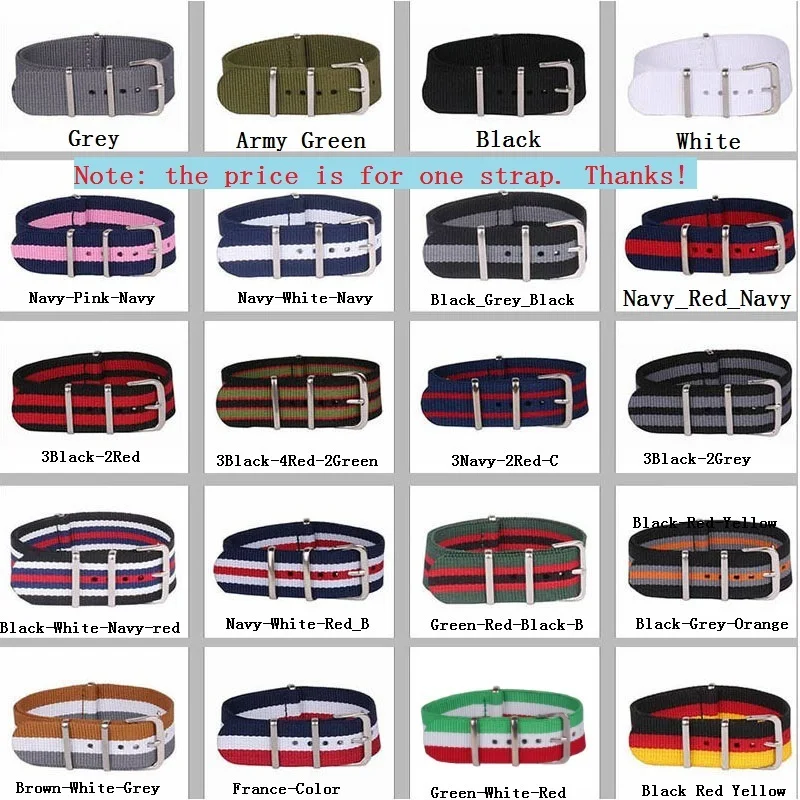 18/20/22/24mm Cambos Stripes Strong Fabric Nylon Watch Watchbands Woven Straps Bands Buckle Belt 18mm 20mm 22mm 24mm Watchband