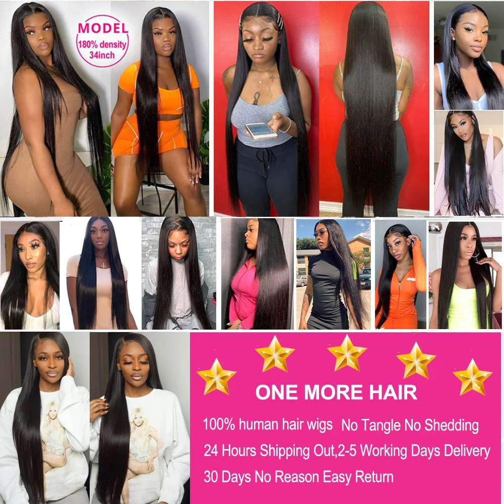 30 32 34 36 Inch Glueless Straight Lace Front Wigs Human Hair 13x6 Lace Frontal Wig Pre Plucked Bone Straight Human Hair Wigs