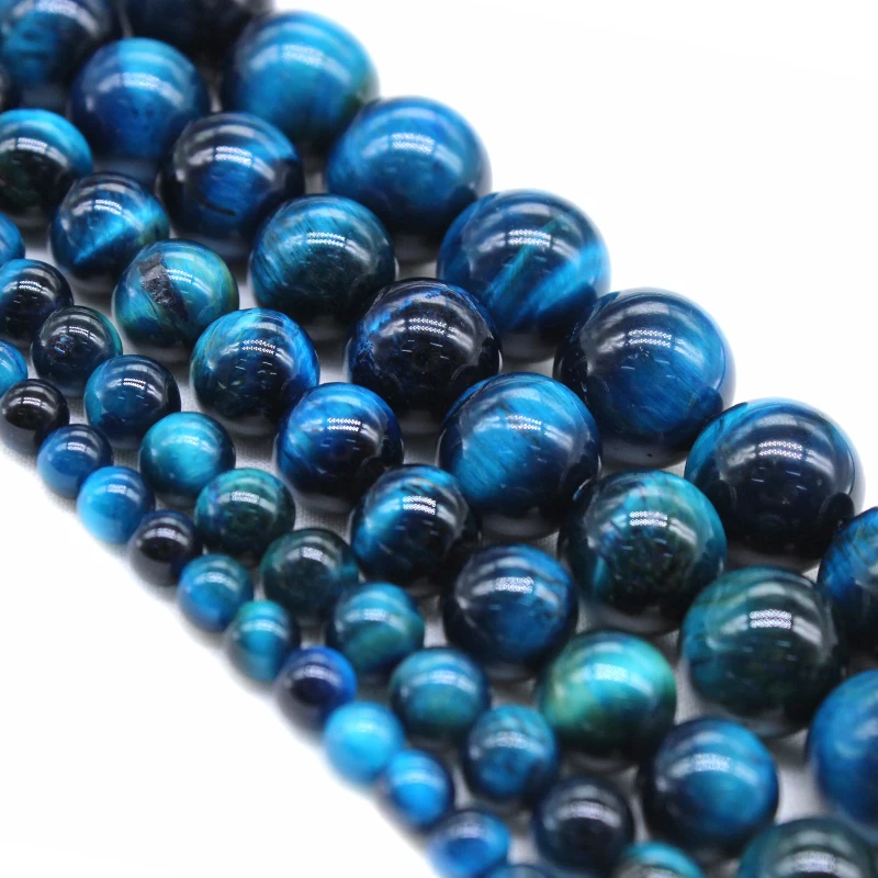 Wholesale AAA+ Natural Blue Tiger Eye Gem Stone Round Beads For Jewelry Making DIY Bracelet Necklace 4/6/8/10/12 mm Strand 15\'\'