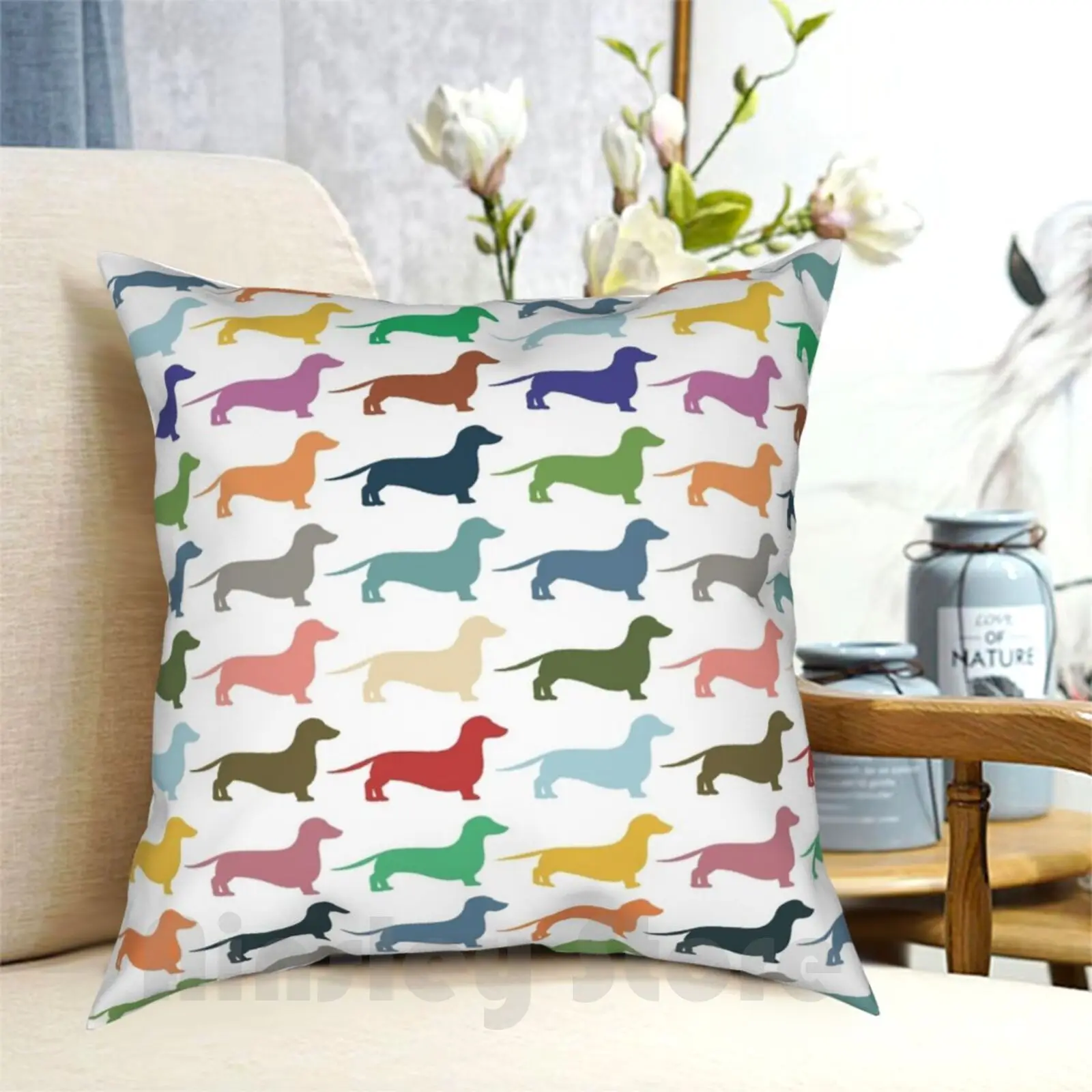 Dachshunds Pillow Case Printed Home Soft Throw Pillow Cool Trendy Colour Color Dachshund Sausage Dog Wiener Dog Lowrider