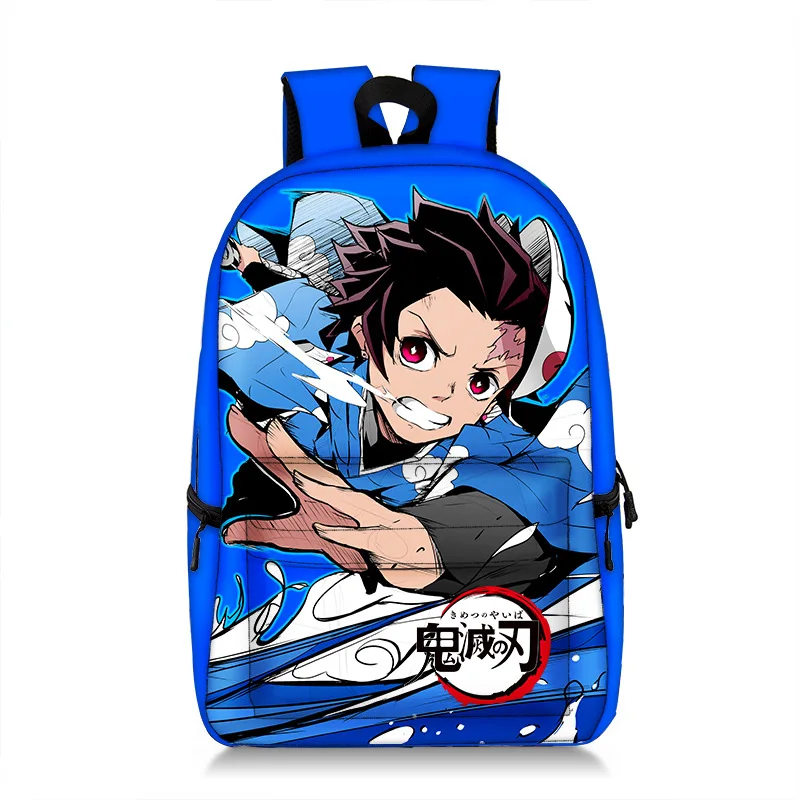 Mochila con estampado de Demon Slayer para hombre y mujer, morral escolar de estilo Anime, bolsa de viaje para estudiantes, Adolescentes