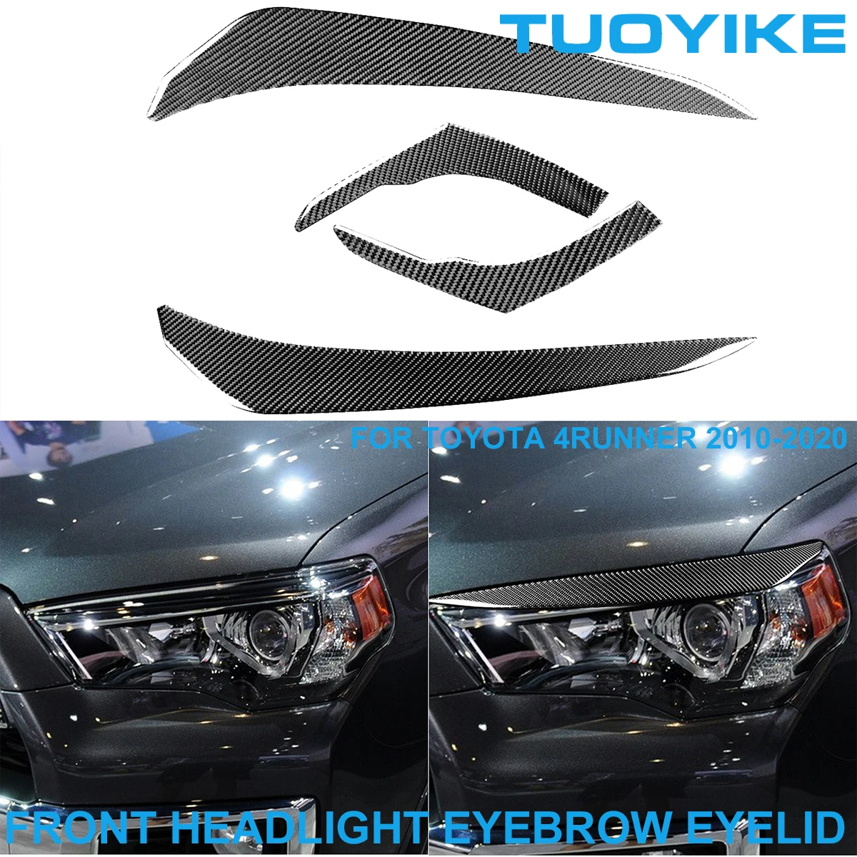 

Car Styling Carbon Fiber Front Headlight Lamps Eyebrows Eyelids Panel Cover Trim Decorative Sticker For Toyota 4RUNNER 2010-2020