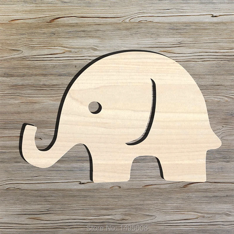 Elephant Wooden Shape Ornament Baby shower Decoration Birthday Gift Laser Cut Art Projects Craft