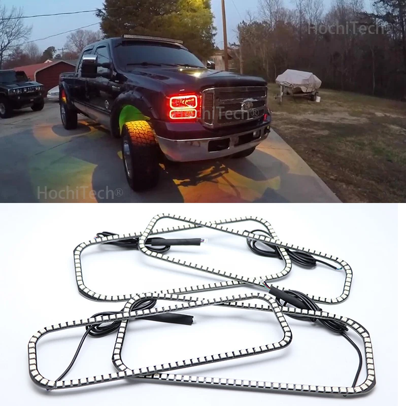 

Car Auto Rings Cotton Lights LED Angel Eyes RGB Car Styling For Ford F-250 2005 2006 2007 RGB LED Angel Eyes Ring kit