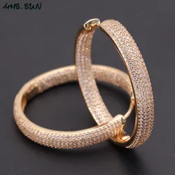 MHS.SUN Luxury AAA Zircon Hoop Earrings For Women Gold Color Round Circle Earring Wedding Party Engagement Gift Hot sale