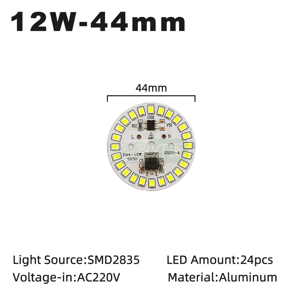 5pcs/lot AC220V SMD2835 LED Chips 3W 5W 7W 9W 12W LED Lighting Beads Free Driver Light Boards Aluminum Lamp plates for LED Bulb