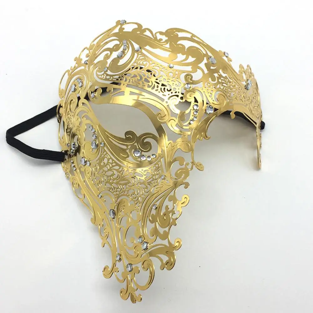 Couple Glitter Rhinestones Metal Filigree Masquerade Mask Venetian Costume Prom Party Ball Christmas Half Skull Mask