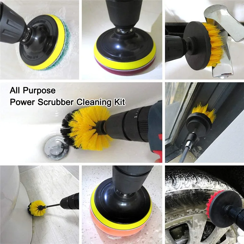 5Pcs Electric DrillBrush Scrub Pads Grout Power Drills Scrubber Cleaning Brush Tub Home Cleaner Tools Kit for Kitchen Care