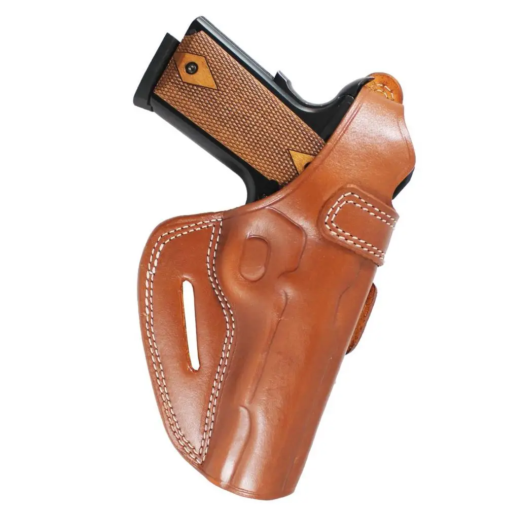 

YT HOBBY Colt 1911 5 "Handmade Premium Leather Fast Draw With Strap OWB Outside The Waist Band Carry Pistol gun Holster Pouch