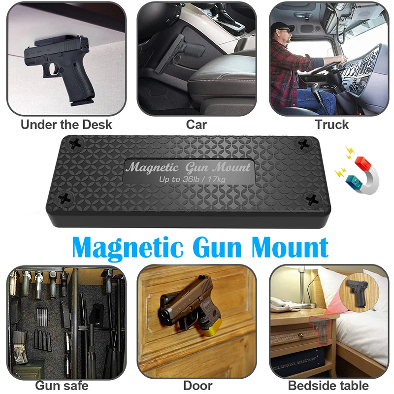 1 PCS Magnet Concealment Gun Pistol Rifle Mounting Holder Bracket Holster for Car ，Under Table