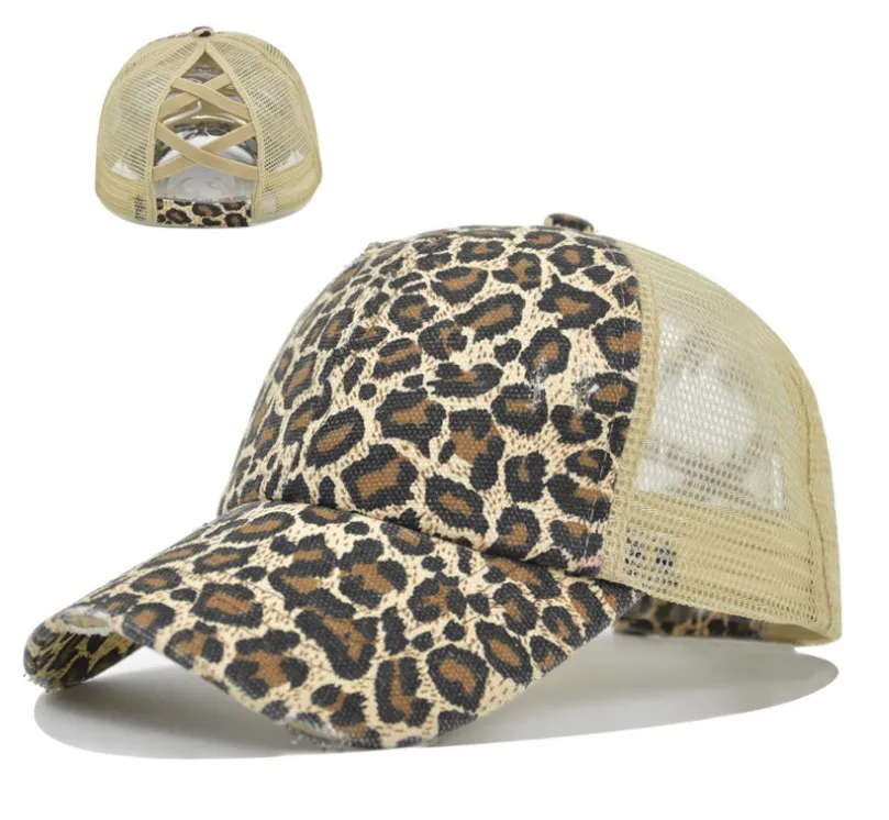 Wholesale 100% Camouflage Leopard Print  Washed Cotton Men Baseball Cap Fitted Caps Snapback Hat For Women Casual Mesh Hats 2021