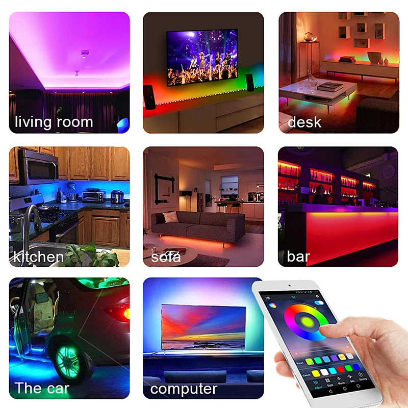 Led Strip Light RGB Flexible Light Lamp Led Luces USB SMD 2835 1M 2M 3M 4M 5M RGB LED Ribbon Strip Lights Blutooth Controller