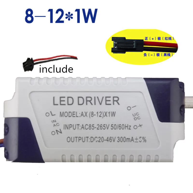 8-12X1W LED driver power supply 8W 9W 10W 12W LED light constant current driver power supply efficiency 87% AC85-265V