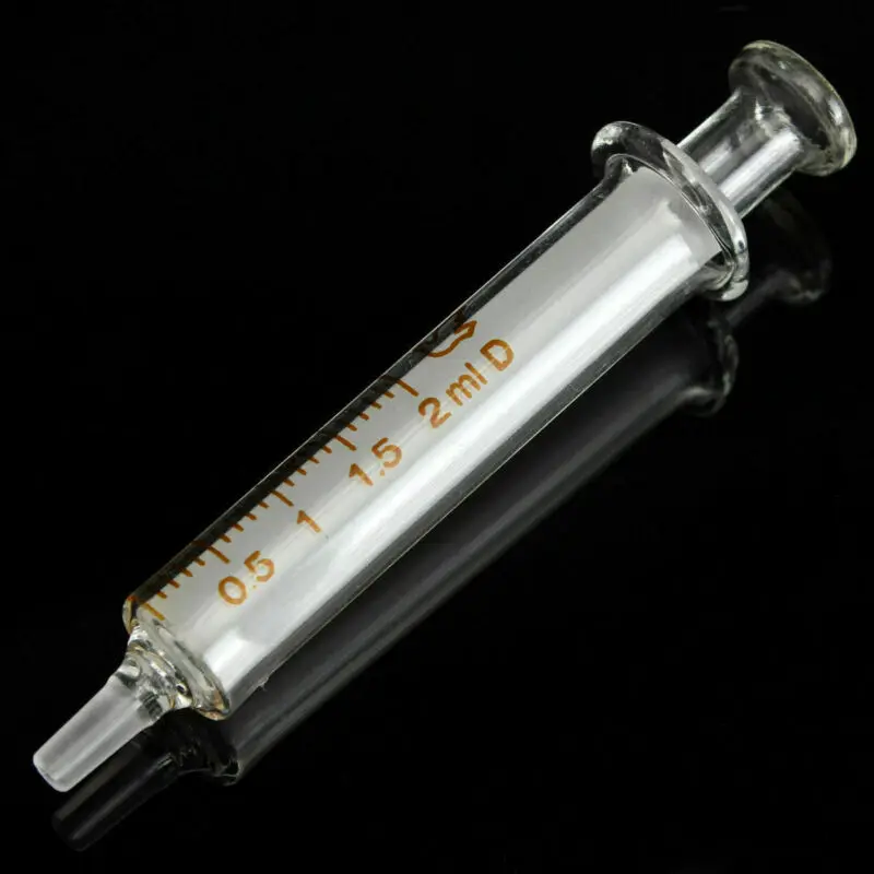 3 Pcs Clear Glass Syringe Injector Sampler Dispensing With Ink   2ml