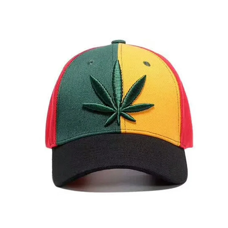 New Arrive Spring Autumn Cotton Patchwork Man Woman Maple Leaf Embroidered Fashion Casual Outing Trend Sunshade Baseball Cap