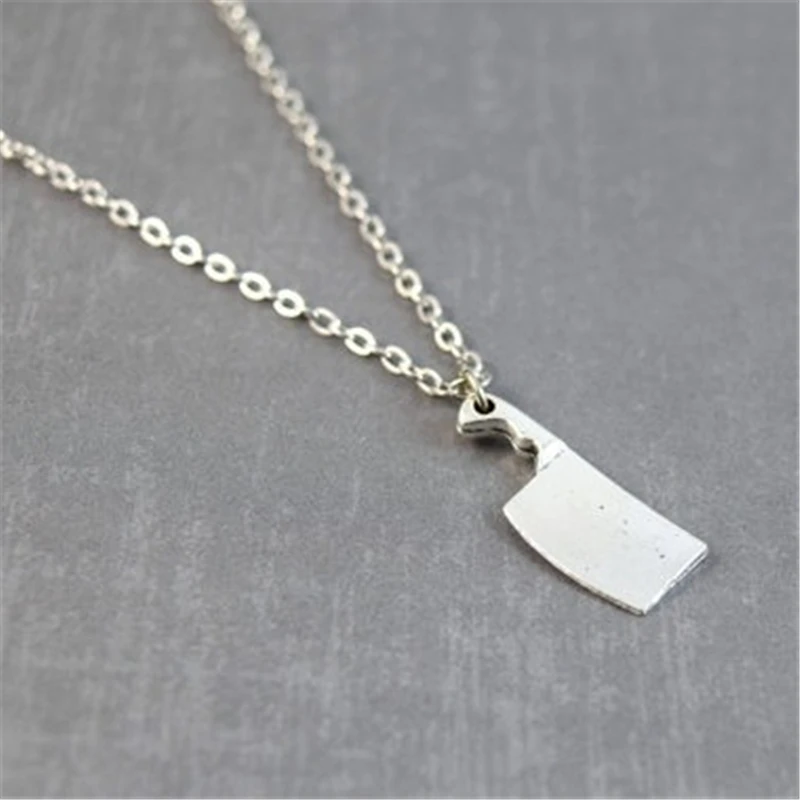 

Butcher Knife Necklace Chef Knife Necklace Simple Necklace Chef Jewelry Meat Cleaver Necklace Knife Jewelry Quirky Necklace