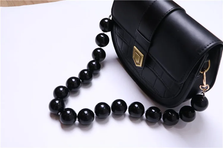 Resistant Chunky Black Bead Design Good Quality  Bag Strap Lady Top Handle Bag Belts Chain Beaded shoulder Chain