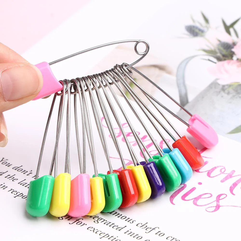 50 Pcs Multi-color Safety pins Baby Kids Cloth Nappy Locking pins for brooches Sewing Accessories