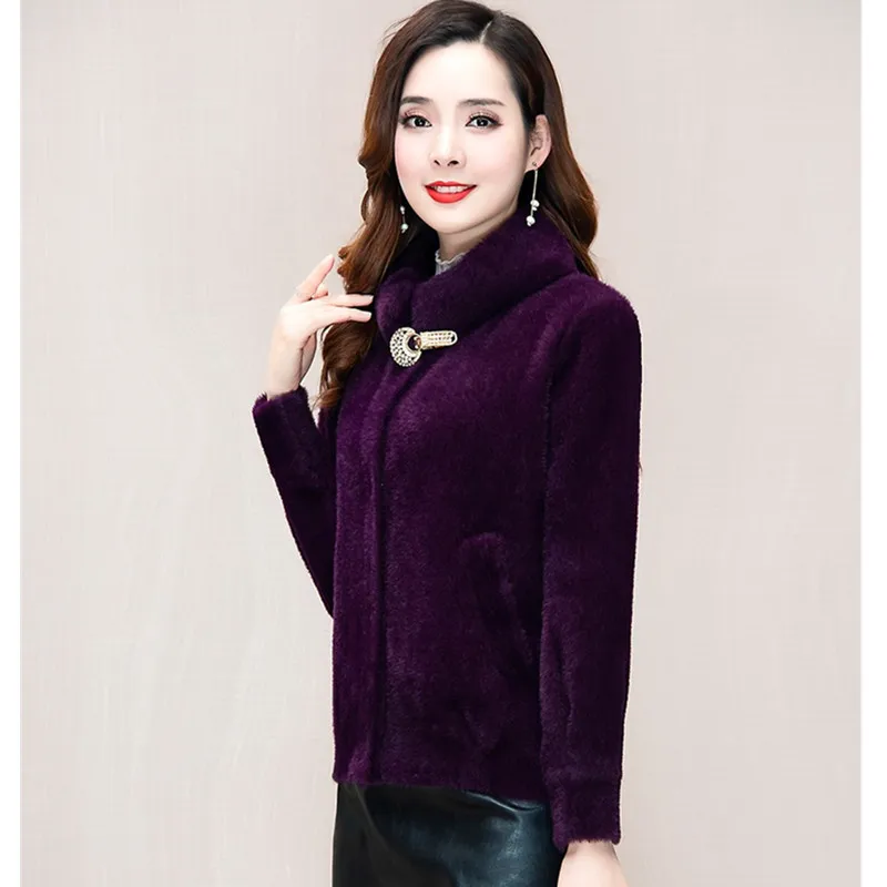 UHYTGF Imitation gold velvet Fur coat female Korean quality Mink Cashmere spring Fur coat elegant Female Short big size tops 871