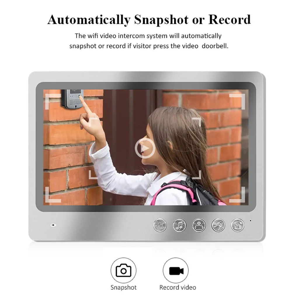 9 inch Monitor Screen Wifi Video Intercom Door phone Record System With RFID Doorbell HD Camera Phone Remote Unlock APP