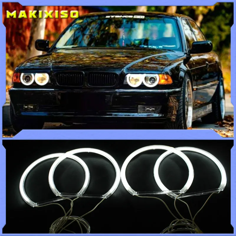 

3 years warranty Hight quality 4x131mm CCFL Angel Eyes Kit Warm White Halo Ring For BMW 3 5 7 Series E36 E38 E39 E46 Demon Eye