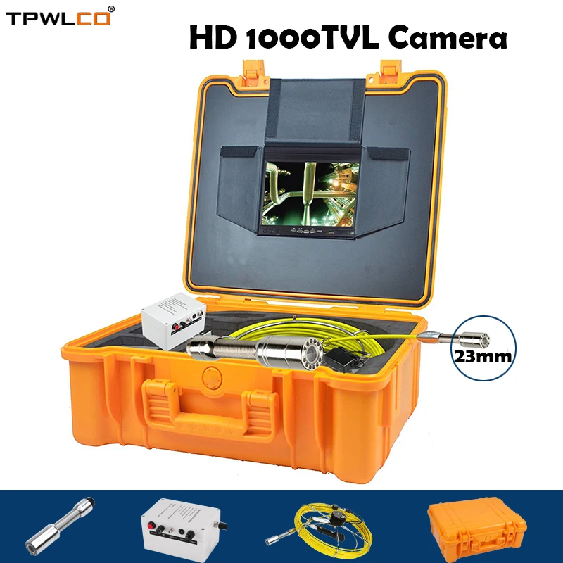 

7inch Screen Pipe Inspection Video Camera System With DVR 20m Cable Waterproof Diameter 23mm Endoscope Camera Head