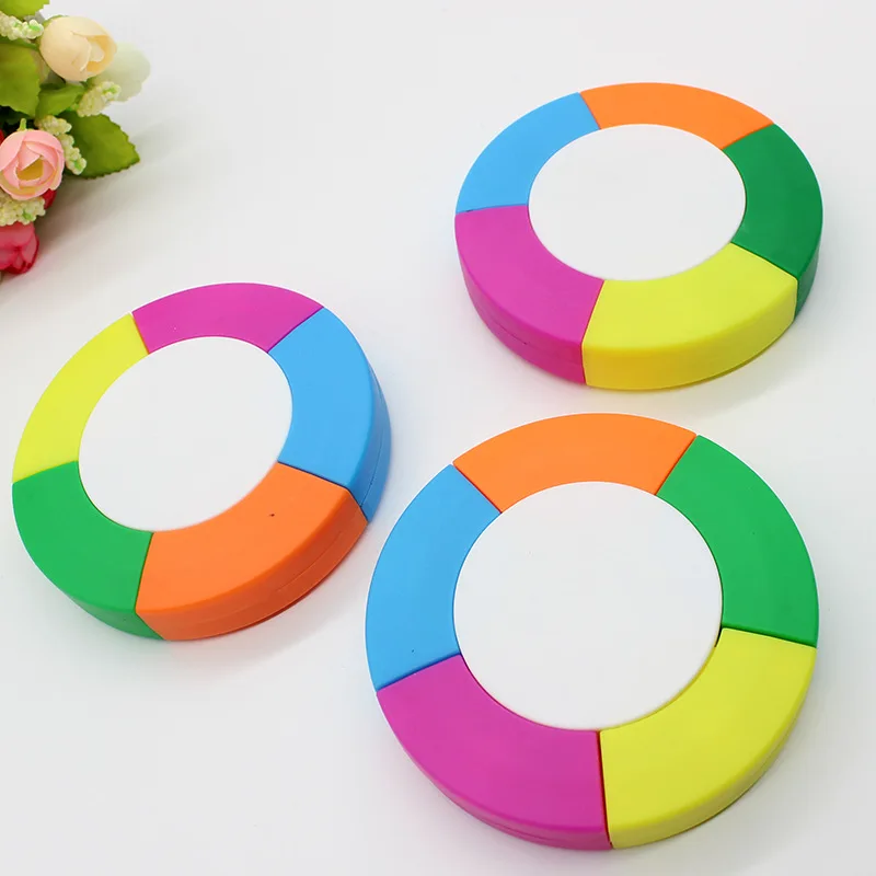 24PCS Highlighter Creative Five-color Round Color Highlighter Focus Doodle Marker Stationery