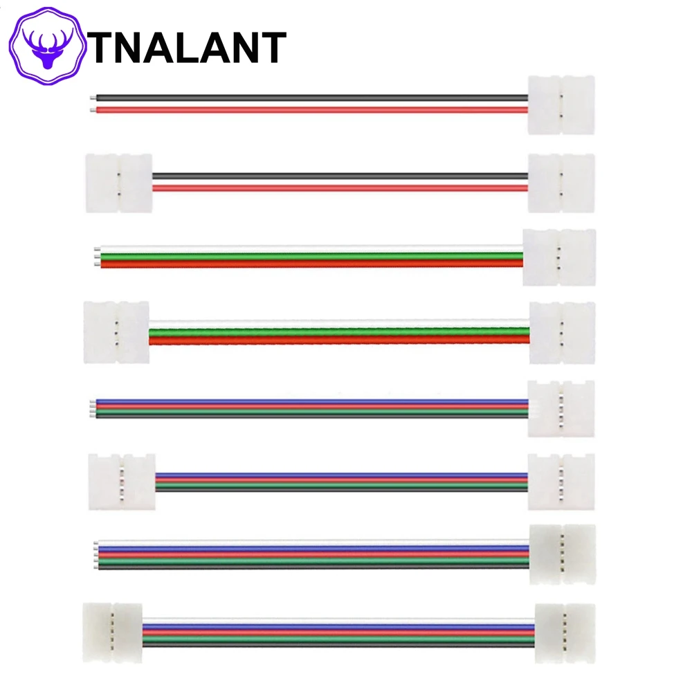 2/3/4/5Pin złącze taśmy LED podwójne złącze na zatrzask do 8mm 10mm 12mm 3528 WS2811 WS2812 5050 RGB RGBW RGBWW