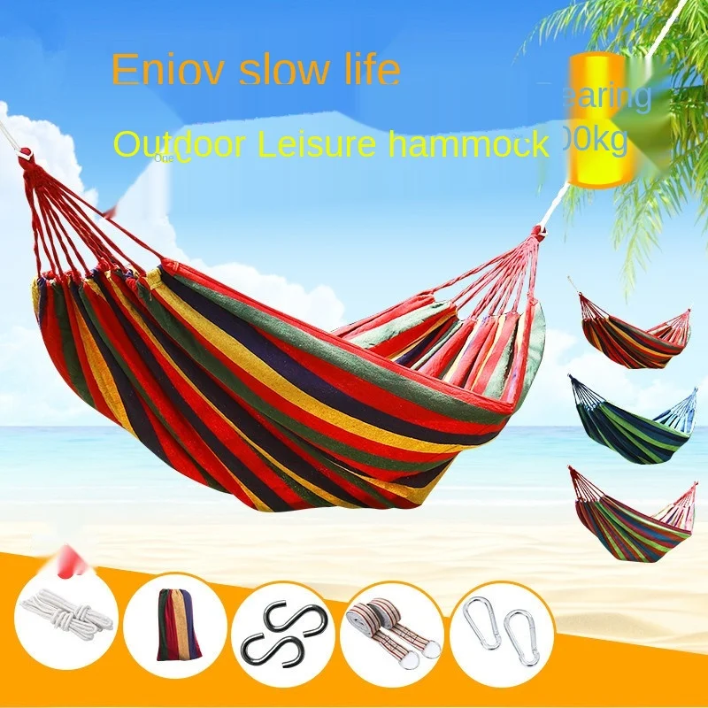 

The New Outdoor Swing Hammock Garden Double Canvas Parachute Bed Fashion Portable Picnic Camping Leisure Swing Chair