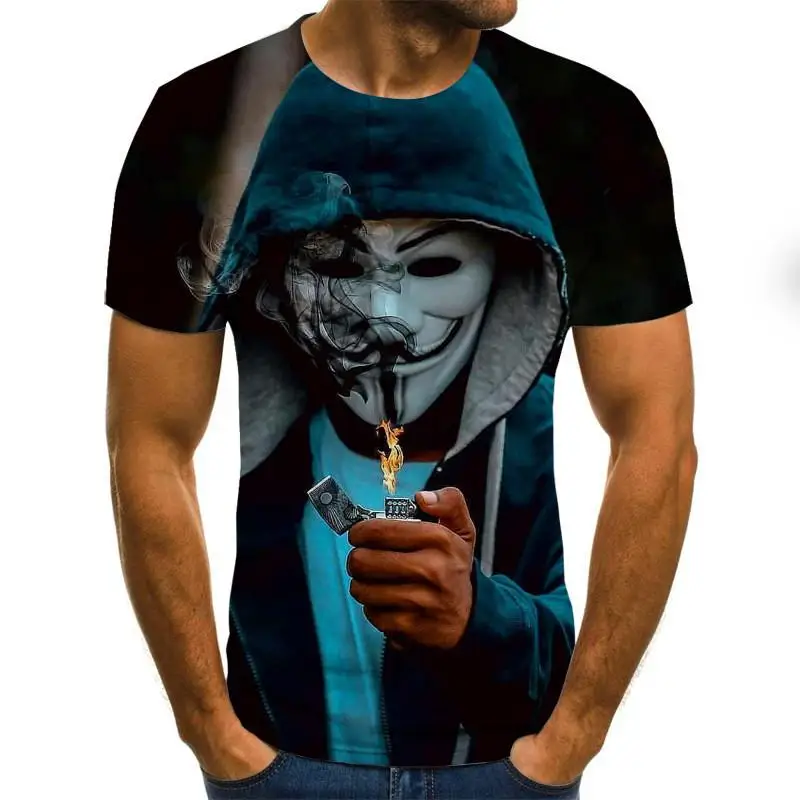 Hot Sale Clown T Shirt Men/Women Joker Face 3D Printed Terror Short Sleeves Fashion Round Neck T-shirts Size XXS-6XL