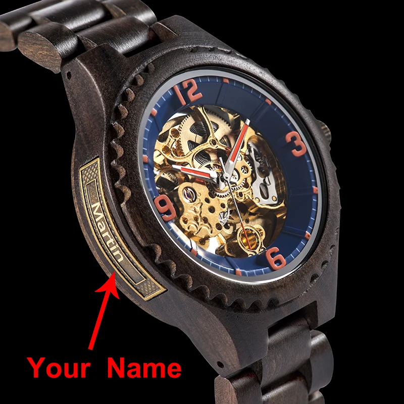 Custom logo Mechanical Watch Men bobo bird Personalized Chronograph ManWrist  Watchs Anniversary Birthday Christmas Gift for Him