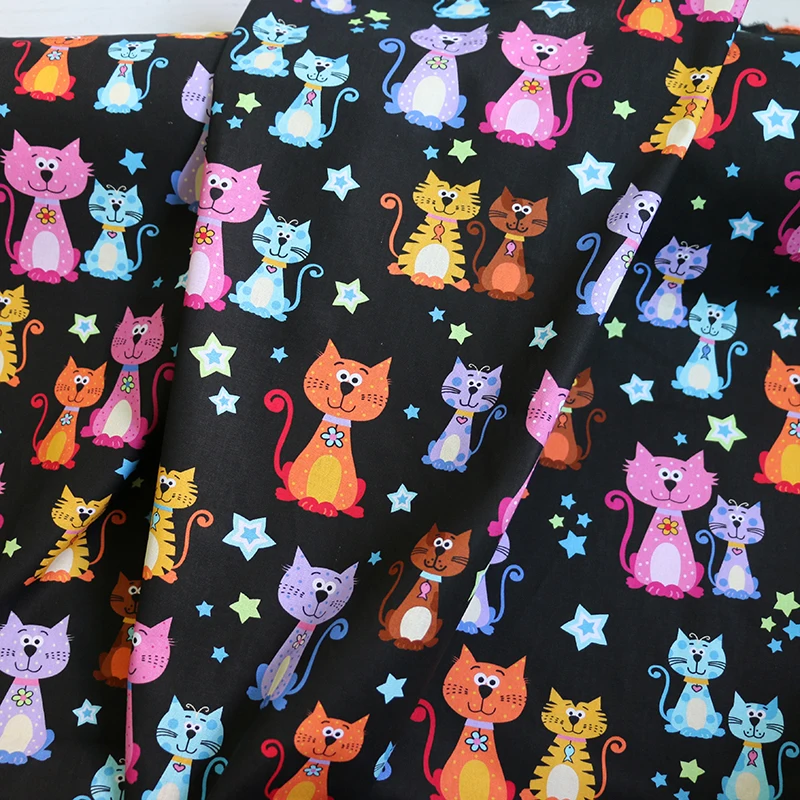 By Meter Cartoon Cats Patchwork Music Note Cotton Cloth Craft Diy Zakka Cotton Material Fabric Poplin