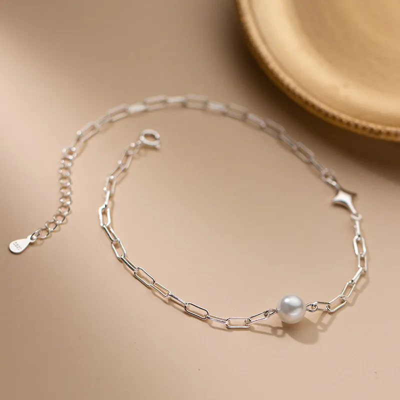 Synthetic Pearl Anklet 925 Sterling Silver Leg Chain Women's Decoration On Foot Fashion Jewelry Bobby Socks Summer Accessories