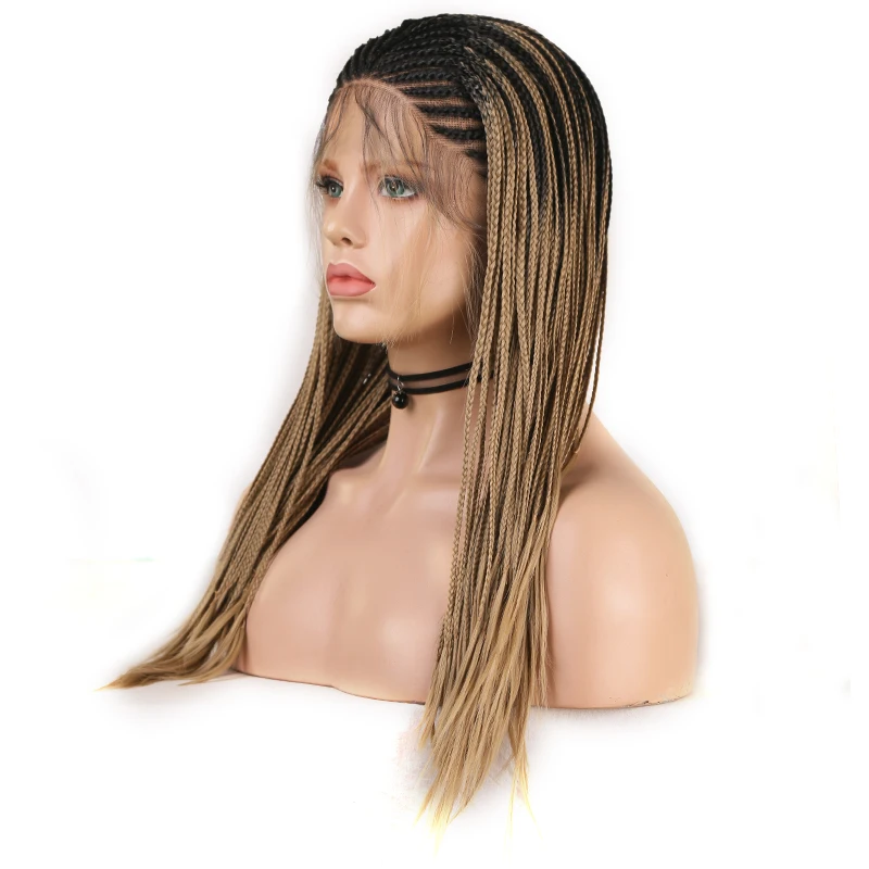 AIMEYA Synthetic Lace Front Wig Long Box Braided Wigs with Baby Hair Heat Resistant Fiber Hair Syntehtic Wigs for Women