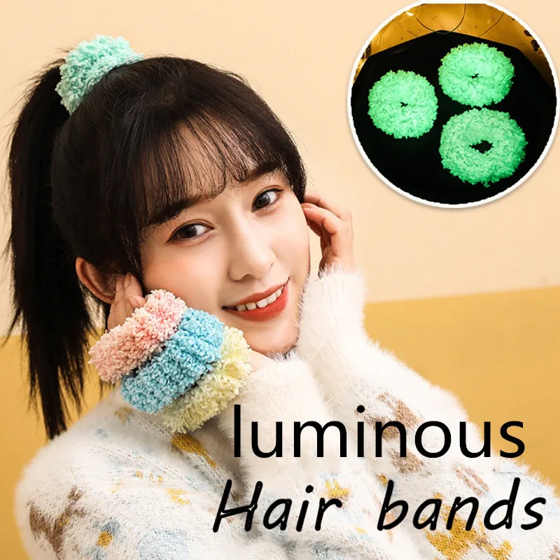 New Trend Luminous Plush Hair Scrunchies Elastic Hair Bands Ponytail Holder Hair tie Women Hair Accessories