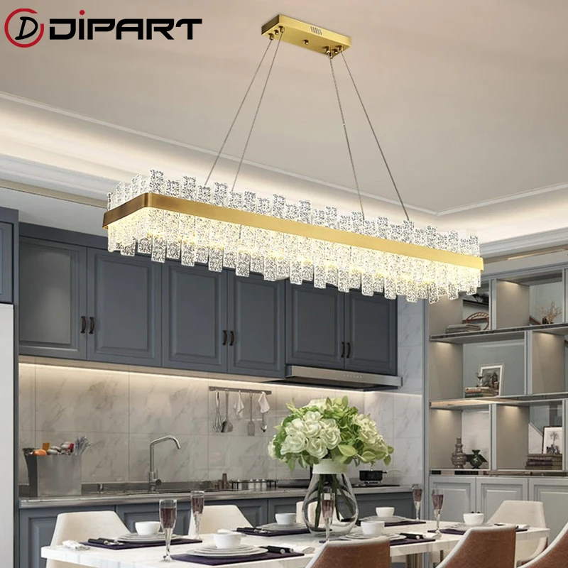 LED Rectangle Chandelier Lamp Living room Bedroom Kitchen staircase chandelier Lighting Indoor home Decire Crystal Hanging Lamp