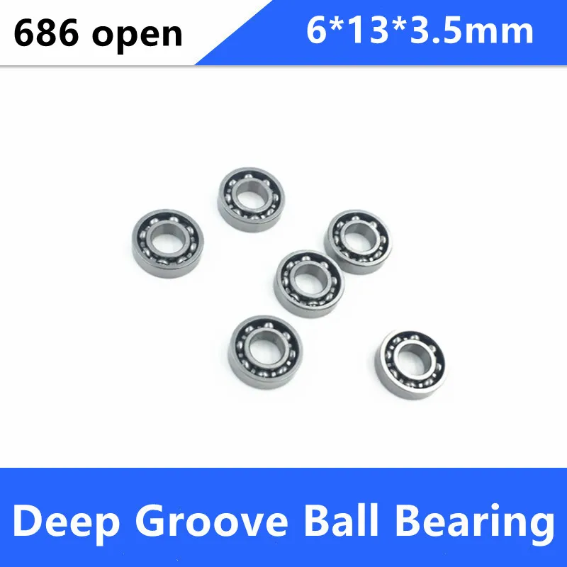 100pcs 686 Open ball bearing shielded cover deep groove ball bearings 6*13*3.5mm