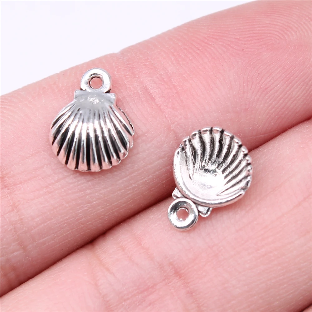 

500pcs Charms Wholesale 12x9mm Shell Charms Wholesale DIY Jewelry Findings Antique Silver Color Alloy Charms