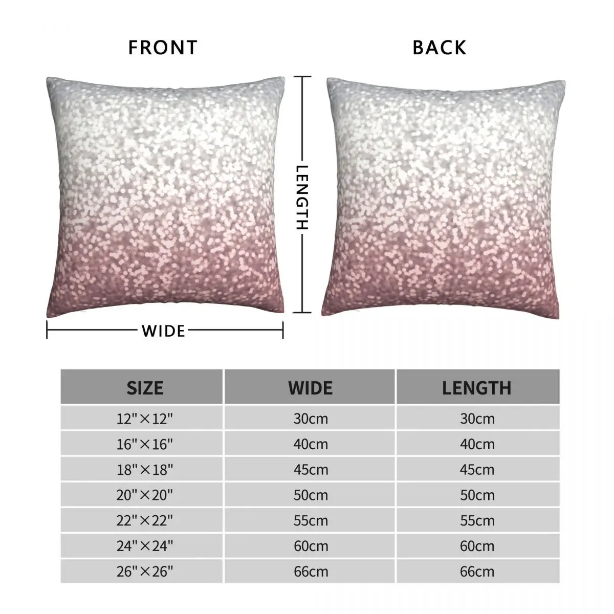 BLUSH SILVER GLITTER OMBRE Square Pillowcase Polyester Linen Velvet Printed Zip Decor Room Cushion Cover