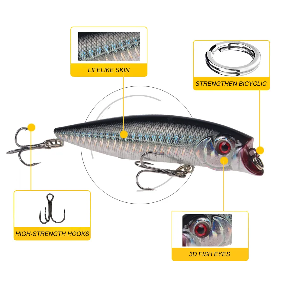 Popper lubina – Cebo duro flotante de agua salada para spinning - imagen 4