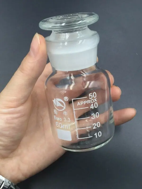 1 pcs Clear Glass Jar Wide Mouthed Reagent Bottle  Experiment Supplies Teaching 60ml