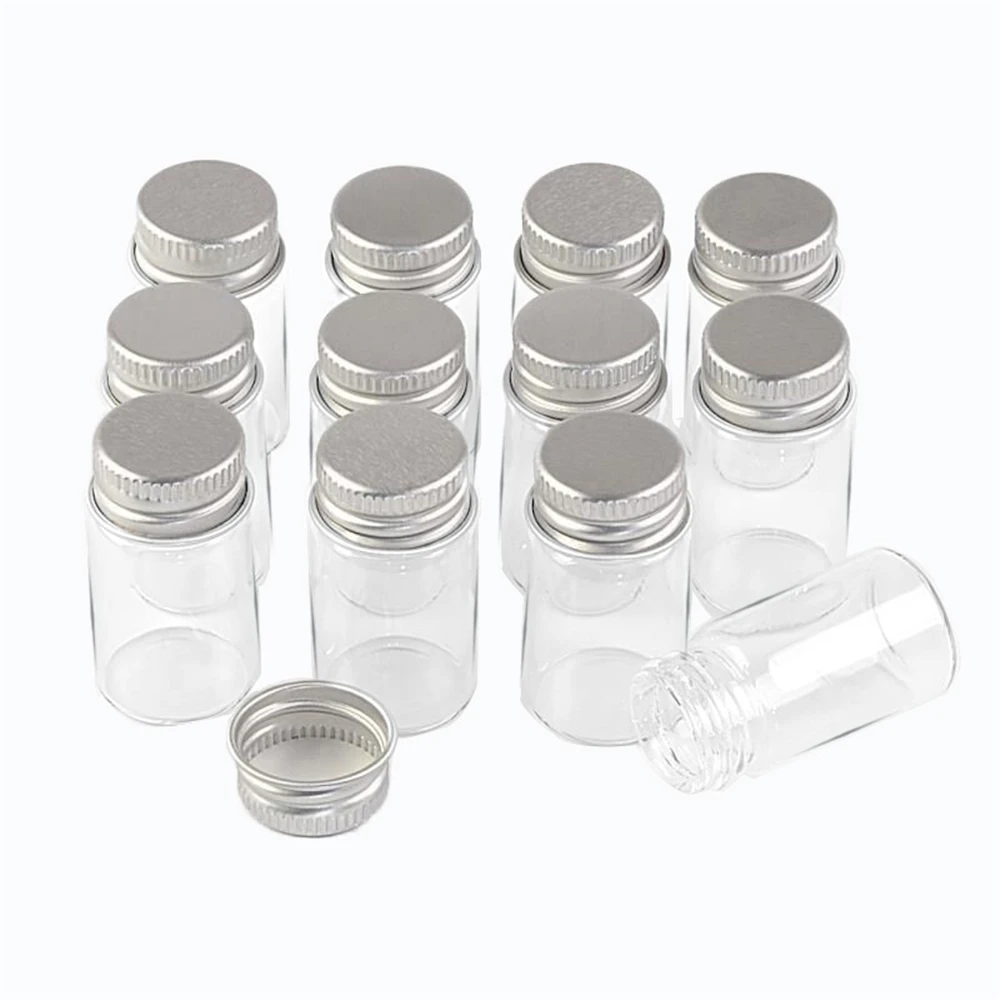 100 pcs 22x40 mm 7ml Aluminum Screw Cap Small Glass Bottles Wishing Stars Bottles Travel Convenience Cosmetic Mini 7cc Vials