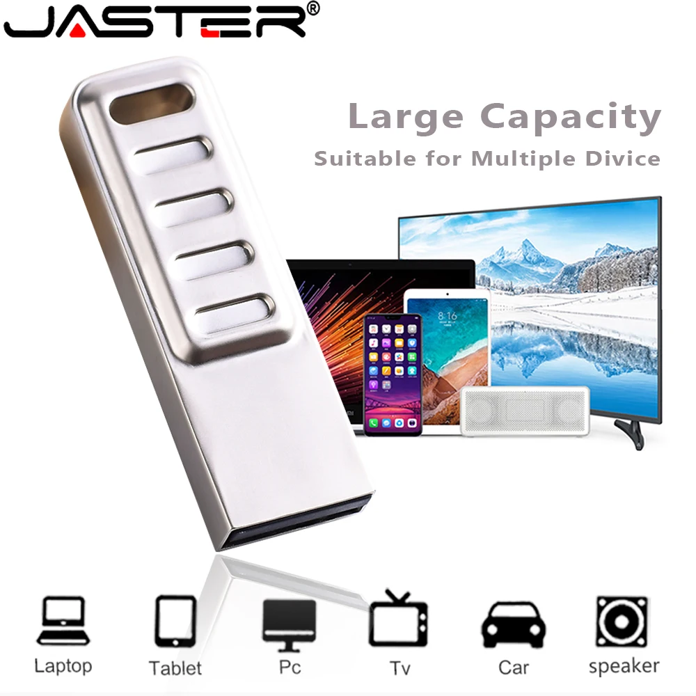 JASTER new metal USB2.0 hot-selling style suitable for hand, easy to carry, free keychain 4GB 8GB 16GB 32GB 64GB USB flash drive