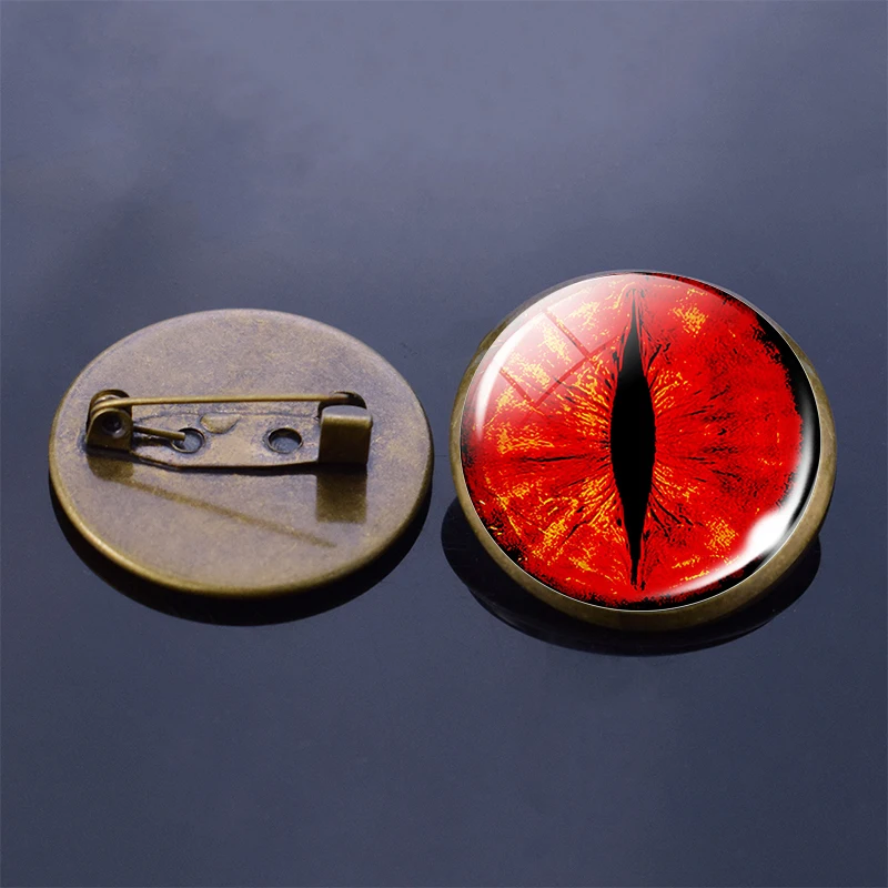 Dragon Eyes Brooch Pin Art Picture Glass Cabochon Dome Evil Sauron Eye Badge Women Brooches Jewelry Accessories