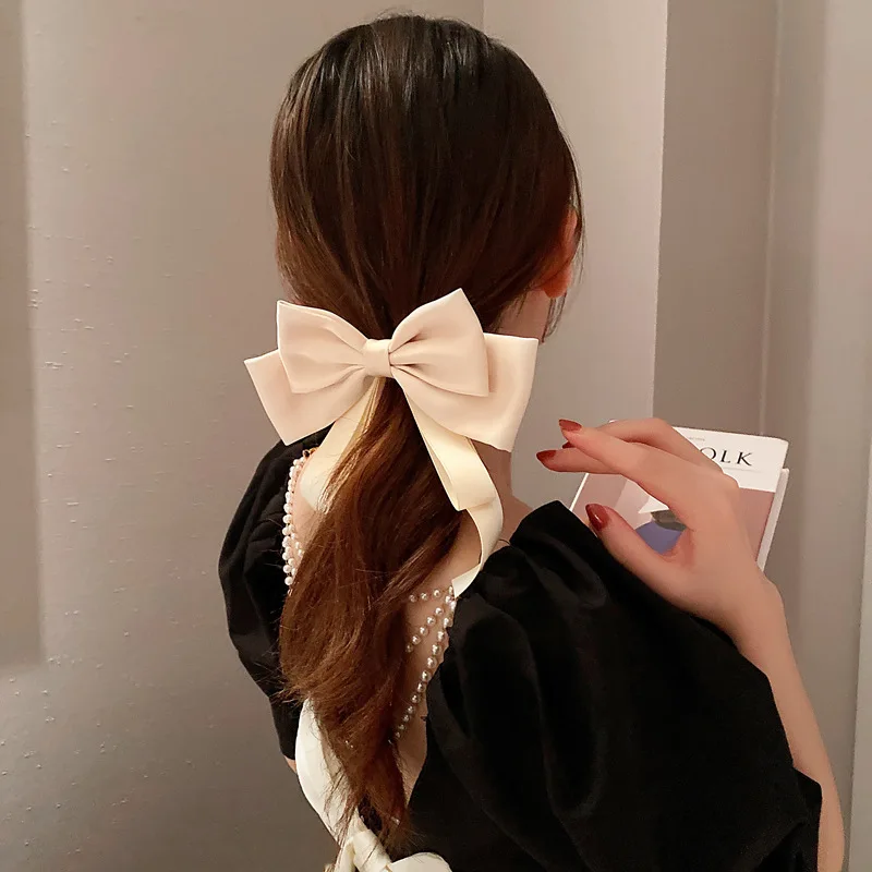 Korean Multi-layer Bow Hair Clip Hair Sticks Simple Temperament Satin Back Head Hairpins Headgear Women Barrette Girls Hairclips