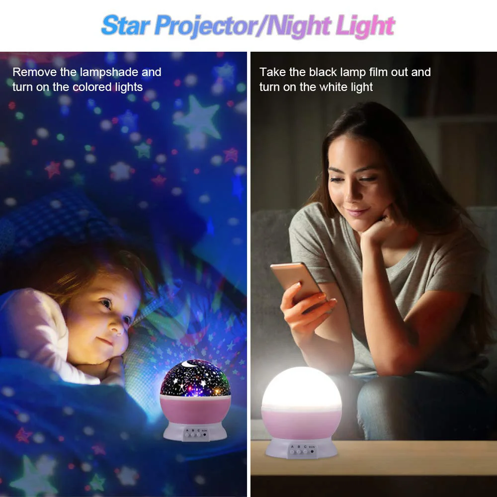 LED Rotating Projector Starry Sky Night Lamp Romantic Projection Light Moon Romantic Night Light Christmas gifts for children