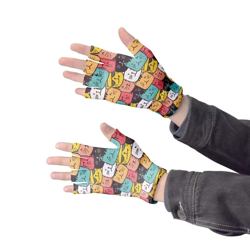 Mini gants demi-doigt animal pour femmes, gants sans doigts colorés et mignons, sports décontractés, gants d\'équitation unisexes, gants de travail