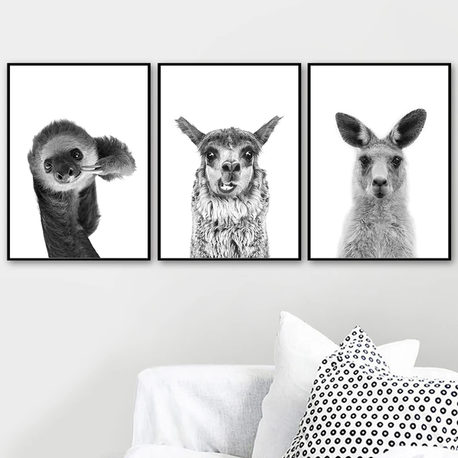 Alpaca Kangaroo Sloth Otter Cattle Animal Wall Art Canvas Painting Nordic Posters And Prints Pictures For Living Room Home Decor